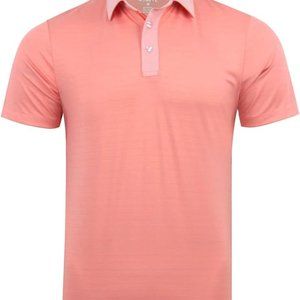 NoNetz Brrr Men's Cooling Golf Tennis  Polo Moisture Wicking Shirt Peach 3X NEW